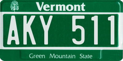 VT license plate AKY511