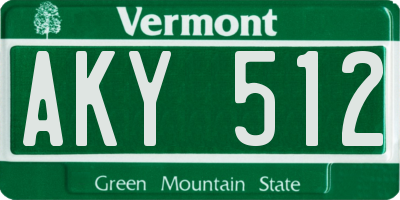VT license plate AKY512