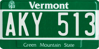 VT license plate AKY513