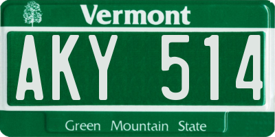 VT license plate AKY514