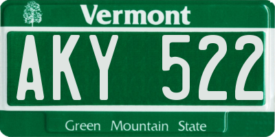 VT license plate AKY522