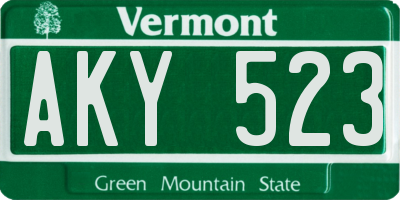 VT license plate AKY523