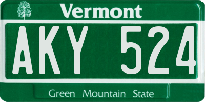 VT license plate AKY524