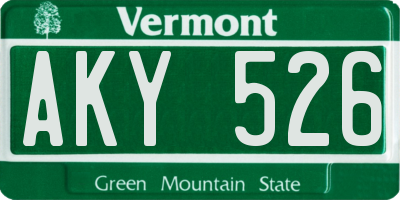 VT license plate AKY526