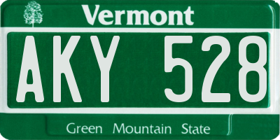 VT license plate AKY528