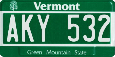 VT license plate AKY532