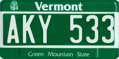 VT license plate AKY533