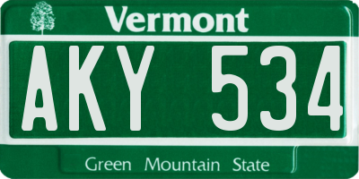 VT license plate AKY534