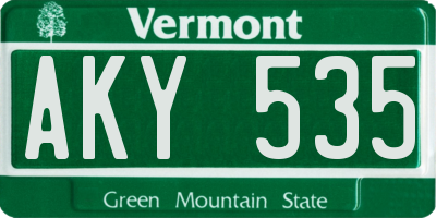 VT license plate AKY535