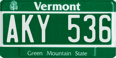 VT license plate AKY536