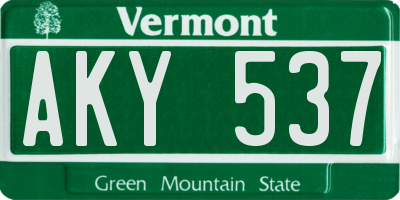VT license plate AKY537
