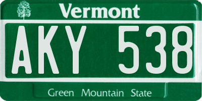 VT license plate AKY538