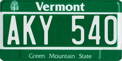 VT license plate AKY540