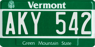 VT license plate AKY542