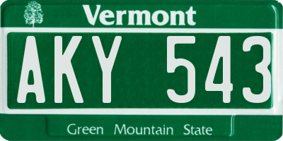 VT license plate AKY543