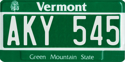 VT license plate AKY545