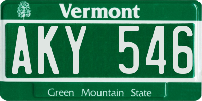 VT license plate AKY546