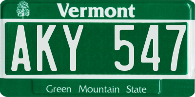 VT license plate AKY547