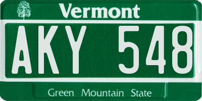 VT license plate AKY548