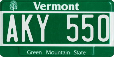 VT license plate AKY550