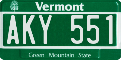 VT license plate AKY551