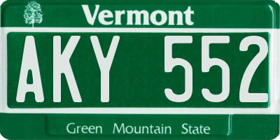 VT license plate AKY552