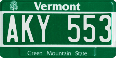 VT license plate AKY553