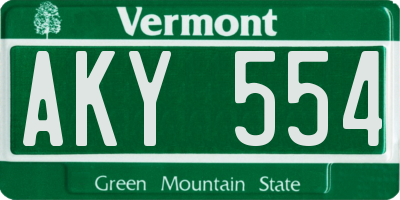 VT license plate AKY554