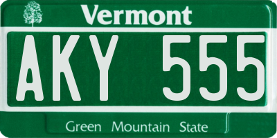 VT license plate AKY555