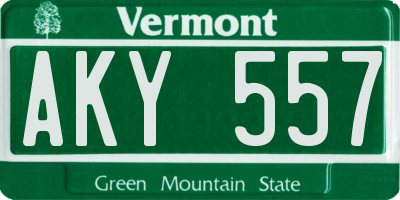 VT license plate AKY557