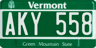 VT license plate AKY558