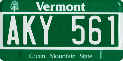 VT license plate AKY561