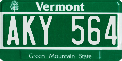 VT license plate AKY564