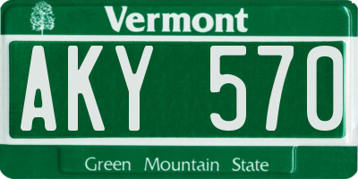 VT license plate AKY570