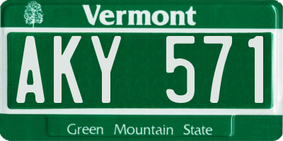 VT license plate AKY571