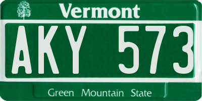 VT license plate AKY573