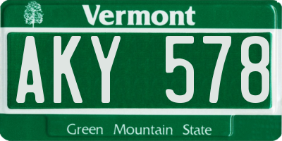 VT license plate AKY578