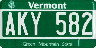 VT license plate AKY582