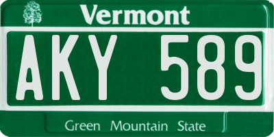 VT license plate AKY589