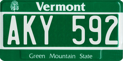 VT license plate AKY592