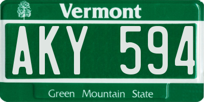 VT license plate AKY594