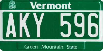 VT license plate AKY596