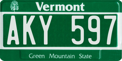 VT license plate AKY597
