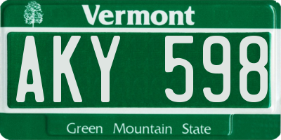VT license plate AKY598