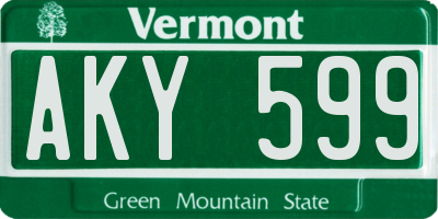 VT license plate AKY599