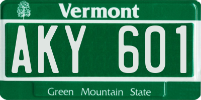 VT license plate AKY601
