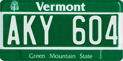 VT license plate AKY604