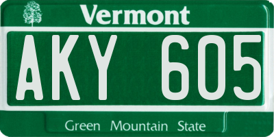 VT license plate AKY605