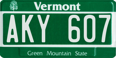 VT license plate AKY607