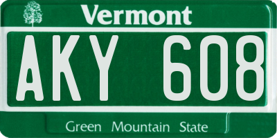 VT license plate AKY608